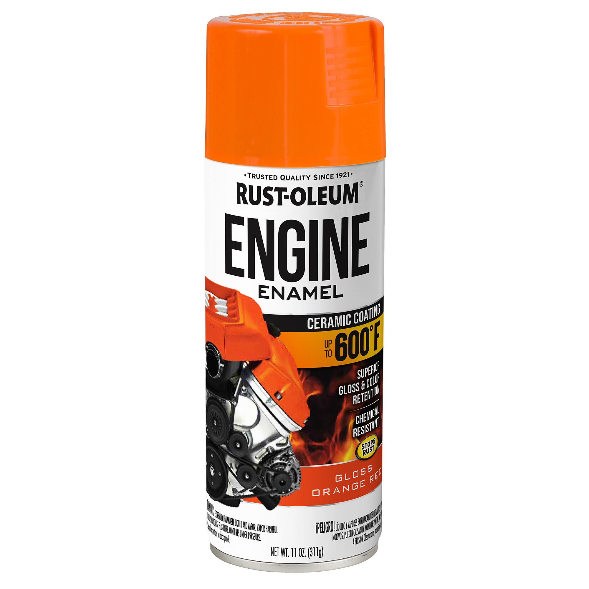 Rust-oleum, Engine Enamel Spray Paint, Gloss, Orange Red, 6PK, Container Size 11 oz, Color Orange Red, Application Method Spray, Model# 366433DS